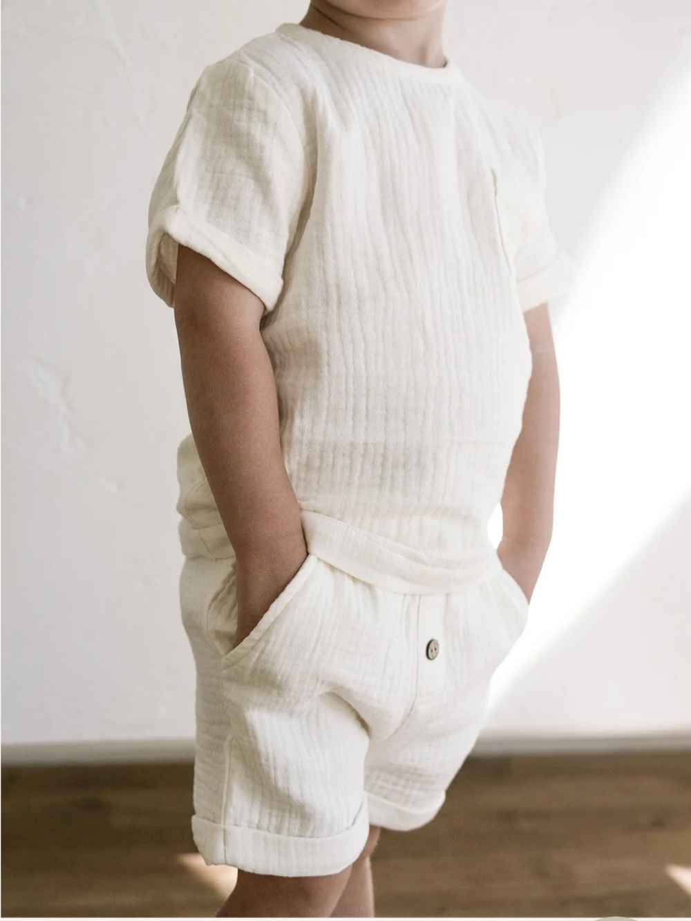 Oat Co. Baby Muslin Pocket Tee in Off White